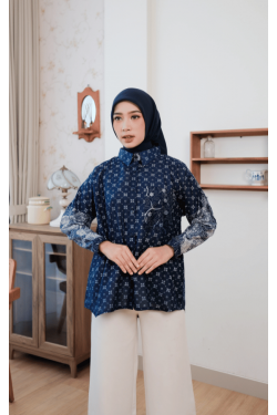 Sora Blouse Navy - Atasan Batik Wanita